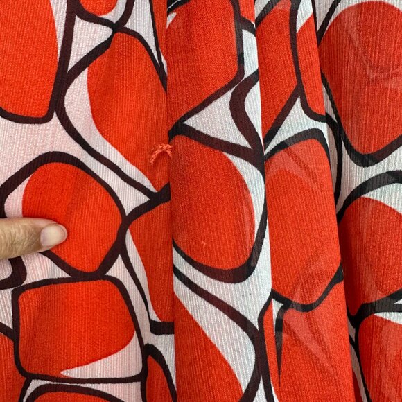 Vintage Mod Pattern Babydoll Dress Orange Abstract Dress - Picture 6 of 6